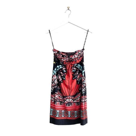 Kalijati Women's Boho Sleeveless Tube Mini Dress Red Black Size Medium - Picture 1 of 8